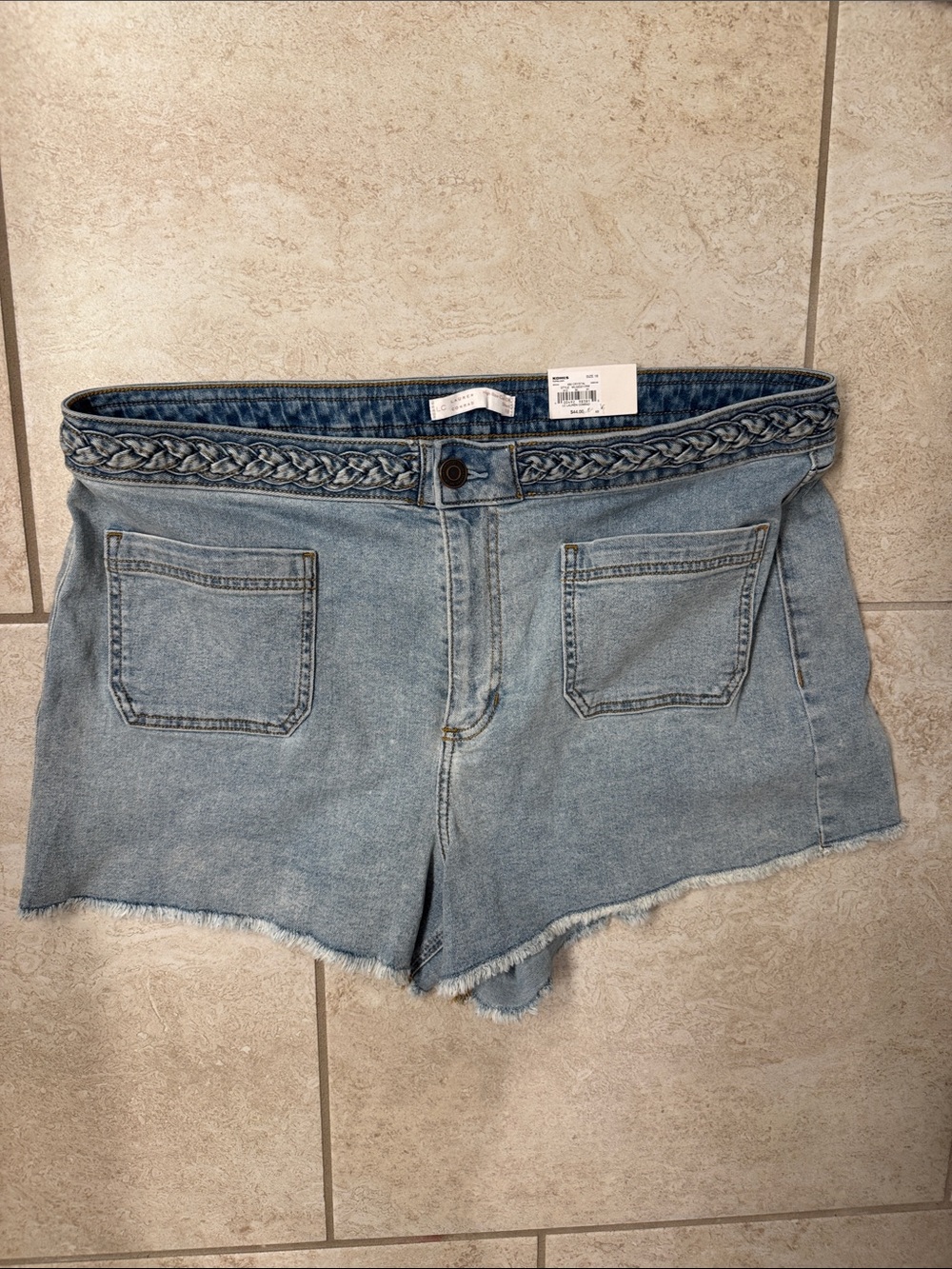 NWT Light Wash Denim Braided Waist Shorts LC Lauren Conrad